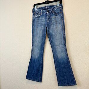 7 FAMK Jeans Womens 26 Blue A Pocket Slim Leg Dark Mid Rise Boot Cut Flare 26x39